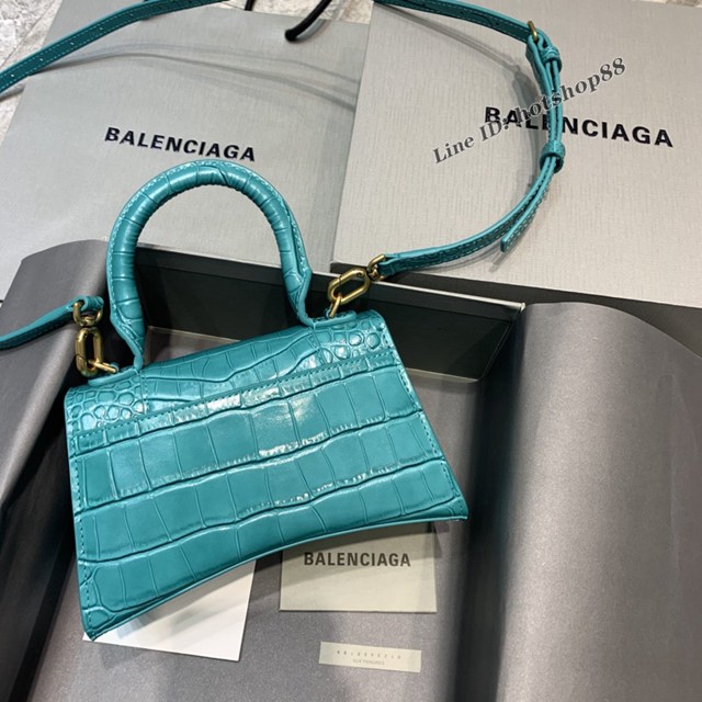 Balenciaga專櫃爆款mini號Hourglass手提肩背女包 巴黎世家亮藍色沙漏包 fyj1731